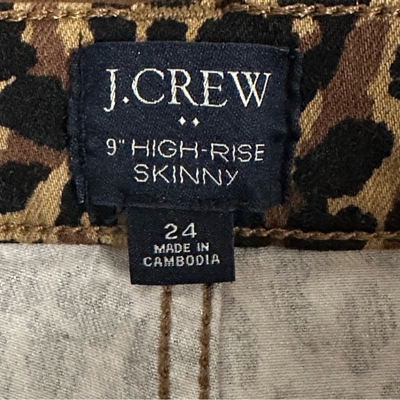 J. Crew Factory Leopard Animal Print 9” High-Rise Skinny Button Fly Jeans Sz 24 - Picture 5 of 12